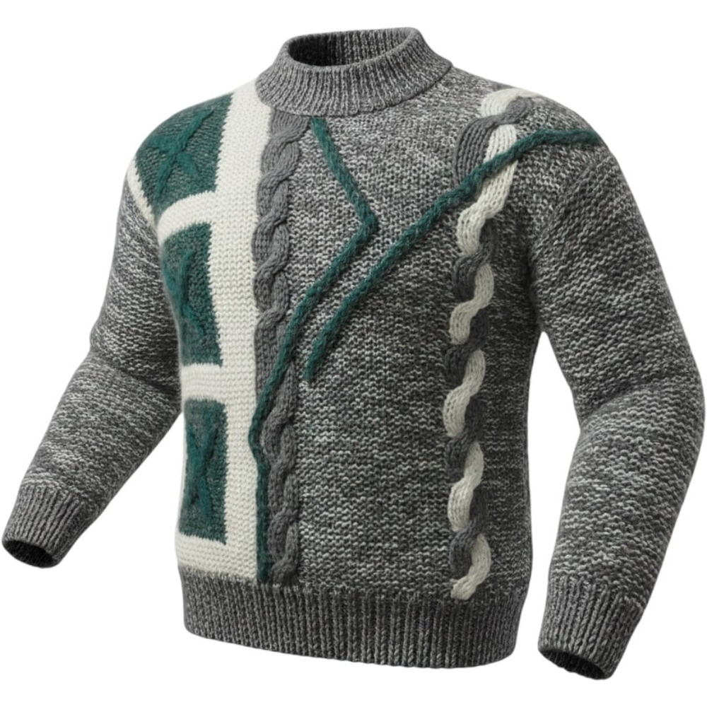 Sears Roebuck Hand Knit Sweater‎ Mens M 3D Textured Grandpa Chunky Knit Vintage